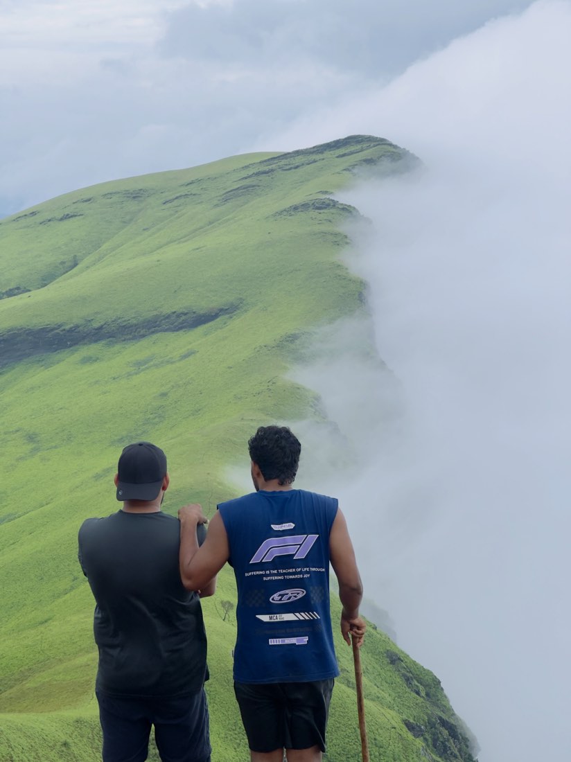 Two trekkers on the Netravati ridge
